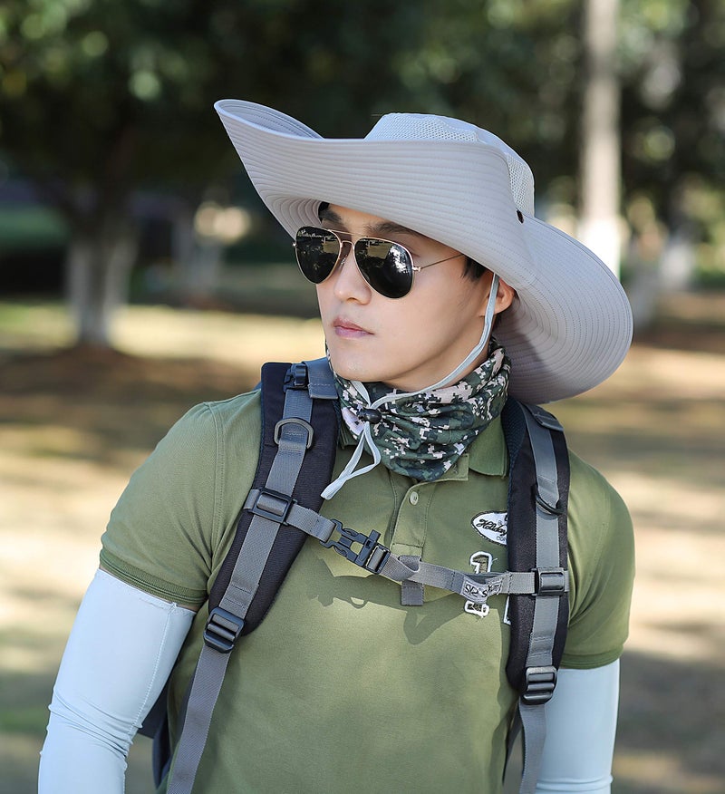 Huamulan 6" Super Wide Brim Sun Hats, Men and Women Bucket Hat for Fishing Hiking Garden Lawn Work Safari Camping Beach Kayaking Hn004-lightgray - Image 3